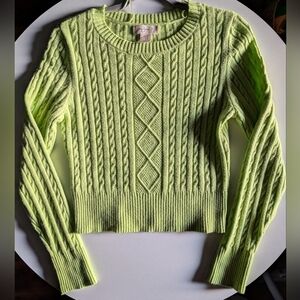 Jessica Simpson Vibrant Green Cable Knit Sweater